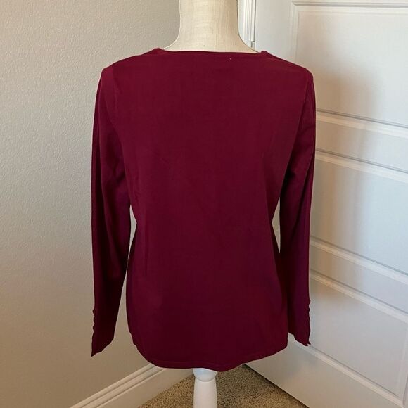 Chico's Magenta Sweater Size Medium (Chico's Size 1) with Button Detailing - Picture 3 of 5